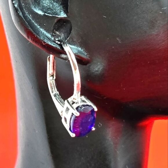 Natural Blue Sapphire set "Celeste". 925 Sterling  Earrings, Pendant, Ring 5.75 - Picture 11 of 15